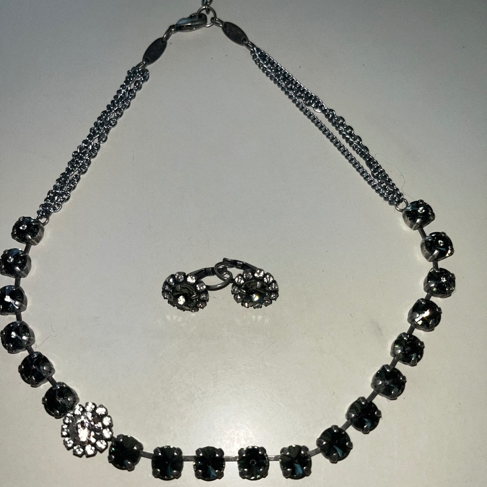 Sabika Smokey Quartz & Clear Crystal Set